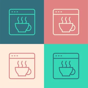 Pop art line Software, web developer programming code icon isolated on colo.. 스톡 일러스트