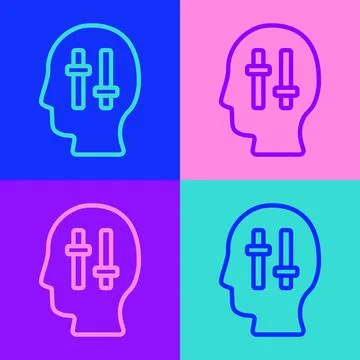 Pop art line Solution to the problem in psychology icon isolated on color Stock Illustration