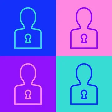 Pop art line Solution to the problem in psychology icon isolated on color 스톡 일러스트