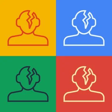 Pop art line Solution to the problem in psychology icon isolated on color Illustrazione stock