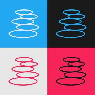 Pop art line Stack hot stones icon isolated on color background. Spa salon Illustrazione stock