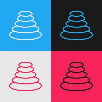 Pop art line Stack hot stones icon isolated on color background. Spa salon Illustrazione stock