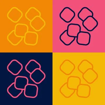 Pop art line Sugar cubes icon isolated on color background. Sweet, nutritious Stock Illustration