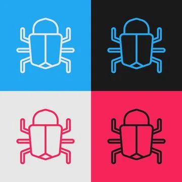 Pop art line System bug concept icon isolated on color background. Code bug Stock Illustration