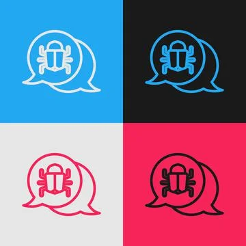 Pop art line System bug concept icon isolated on color background. Code bug Stock Illustration