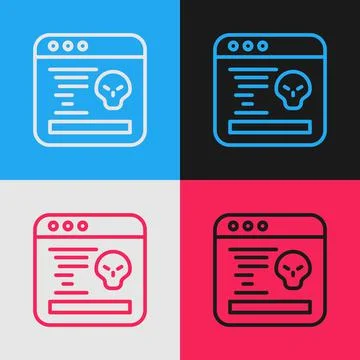 Pop art line System bug concept icon isolated on color background. Code bug Illustrazione stock