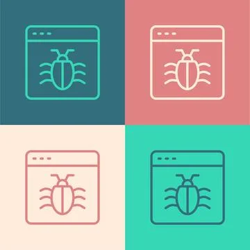 Pop art line System bug concept icon isolated on color background. Code bug.. Stock Illustration