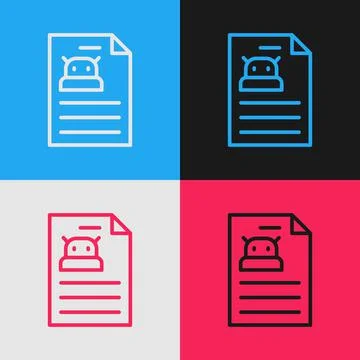 Pop art line Technical specification icon isolated on color background Stock Illustration