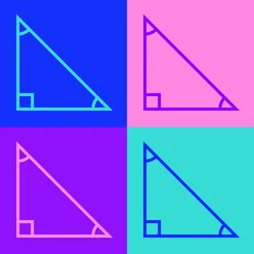 Pop art line Triangle math icon isolated on color background. Vector Stock Illustration