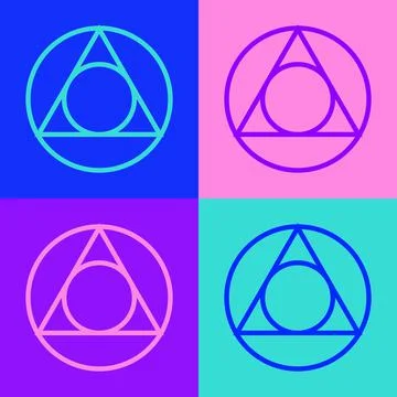Pop art line Triangle math icon isolated on color background. Vector Stock Illustration