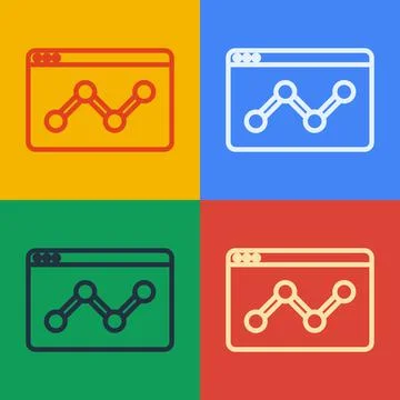 Pop art line Web analytics information and development website statistic icon Illustrazione stock