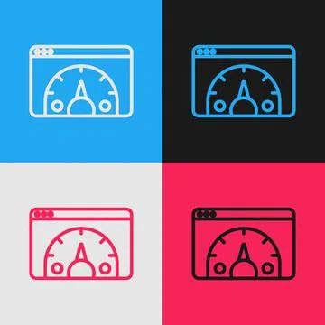 Pop art line Web analytics information and development website statistic icon Illustrazione stock