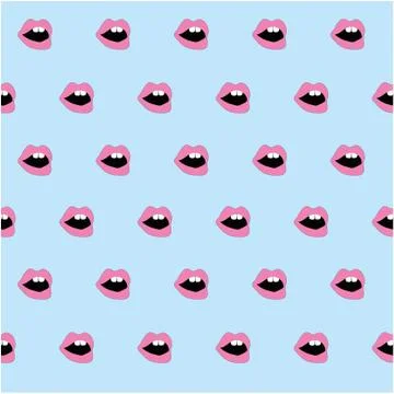 Pop art lips background open mouth with teeth Stock Illustration