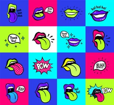 Pop art lips seamless pattern. Vector sexy woman s lips Stock Illustration