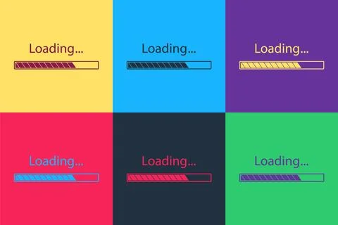 Pop art Loading icon isolated on color background. Progress bar icon. Vector イラスト素材