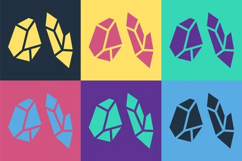 Pop art Magic stone icon isolated on color background. Fantasy crystal. Jewelry Stock Illustration