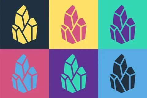 Pop art Magic stone icon isolated on color background. Fantasy crystal. Jewelry Illustrazione stock