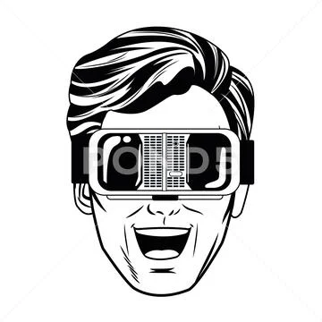 Pop art man face with virtual reality glasses Stock Illustration