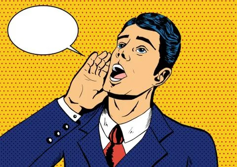 Pop art man shouting Stock Illustration