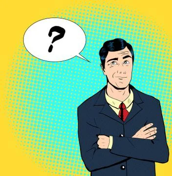 Pop art man thinking 库存插图