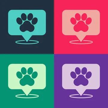 Pop art Map pointer with veterinary medicine hospital, clinic or pet shop for Stock Illustration