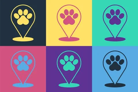 Pop art Map pointer with veterinary medicine hospital, clinic or pet shop for イラスト素材