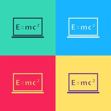Pop art Math system of equation solution on chalkboard icon isolated on color Stock Illustration