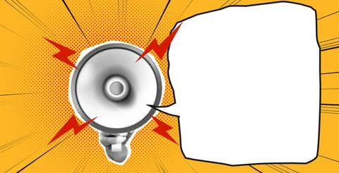 Pop Art Megaphone with Speech Bubble Illustration Stock Illustration