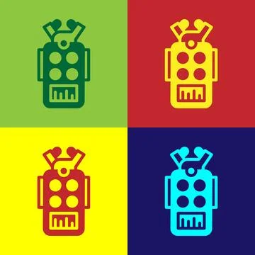 Pop art Microphone icon isolated on color background. On air radio mic microp Illustrazione stock