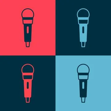 Pop art Microphone icon isolated on color background. On air radio mic micr.. Stock Illustration