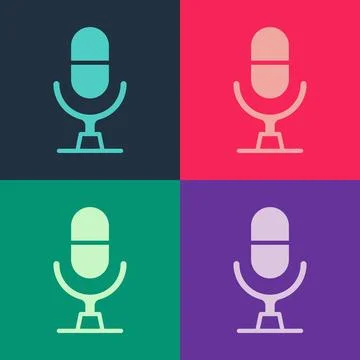 Pop art Microphone voice device icon isolated on color background. Microphone Illustrazione stock
