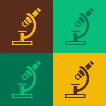 Pop art Microscope icon isolated on color background. Chemistry, pharmaceutical Stock Illustration