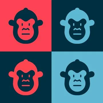 Pop art Monkey icon isolated on color background. Animal symbol. Vector Stock Illustration