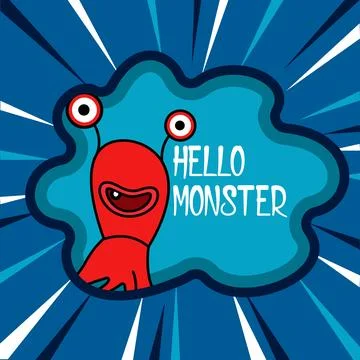 Pop art monster flat background illustration vector Stock Illustration
