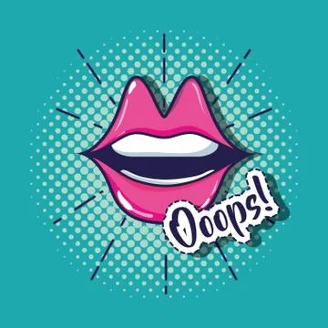 Pop art mouth patch design Stock Illustration