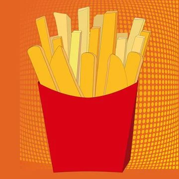Pop Art multicolored background with fried potatoes Stock Illustration
