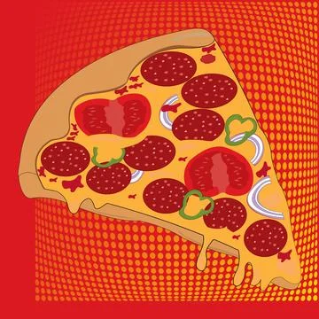 Pop Art multicolored background with pizza slice Stock Illustration
