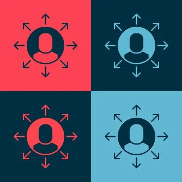 Pop art Multitasking manager working icon isolated on color background.  Vect Illustrazione stock