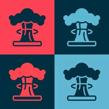 Pop art Nuclear explosion icon isolated on color background. Atomic bomb. Symbol Stock Illustration