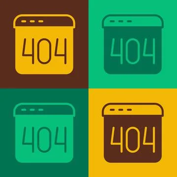 Pop art Page with a 404 error icon isolated on color background. Template Illustrazione stock