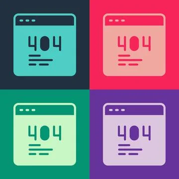 Pop art Page with a 404 error icon isolated on color background. Template Illustrazione stock