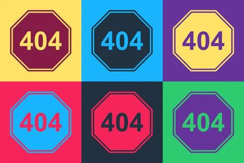 Pop art Page with a 404 error icon isolated on color background. Template Stock Illustration