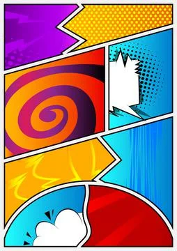 Pop Art page background. Comic book frame with colored place for text. Editab Stock Illustration