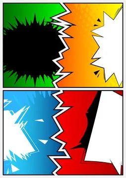 Pop Art page background. Comic book frame with colored place for text. Editab Stock Illustration