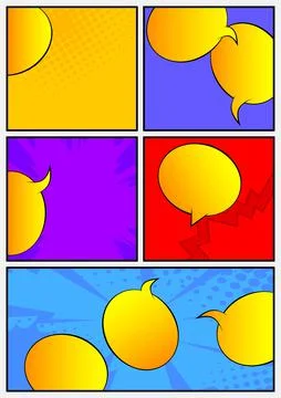 Pop Art page background. Comic book frame with colored place for text. Editab Stock Illustration
