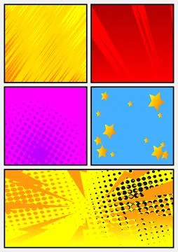 Pop Art page background. Comic book frame with colored place for text. Editab Illustrazione stock