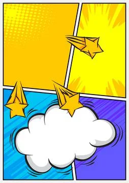 Pop Art page background. Comic book frame with colored place for text. Editab Stock Illustration