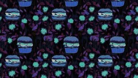 Pop-art pattern of vintage fast food — Vertical motion Stock Footage 307946385
