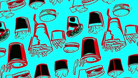 Pop-art pattern of vintage fast food — Rotation motion Stock Footage 307947589
