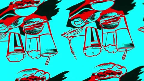 Pop-art pattern of vintage fast food — Rotation motion Stock Footage 307948072